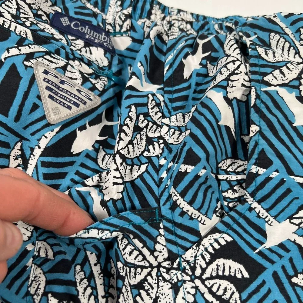 Columbia PFG Mens XL Swim‎ Trunks Board Shorts Palm Tree Fish Tropical Print